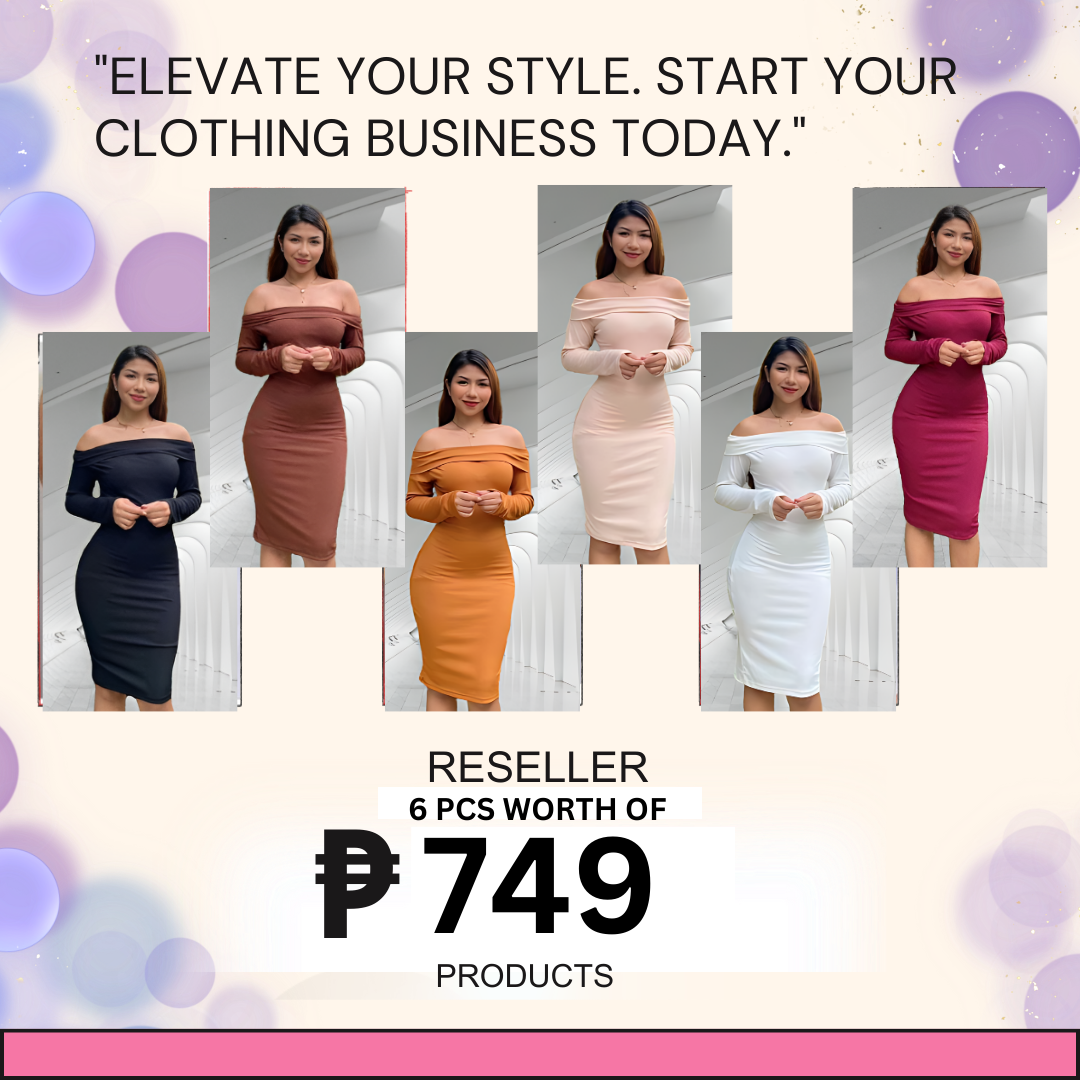 CLOTHINGHUB BUNDLE AVAH OFF-SHOULDER LONG-SLEEVE DRESS